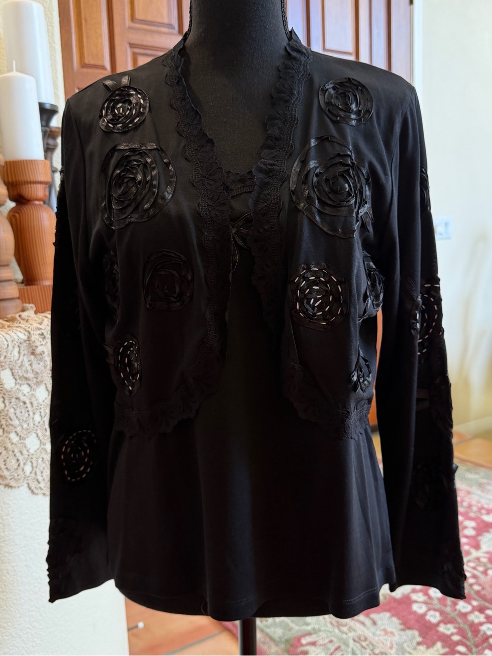 Lynn Ritchie Black Embellished Tank With Matching Bolero Jacket Size Large